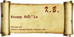 Knopp Béla névjegykártya