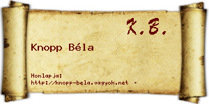 Knopp Béla névjegykártya